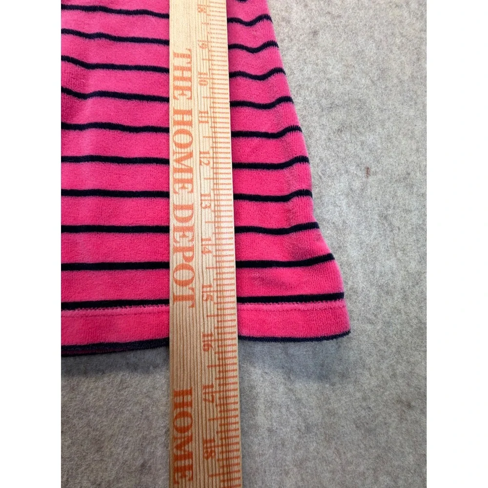Ralph Lauren Polo Dress Baby Girls 9M Pink Navy Blue Striped Velour Short Sleeve